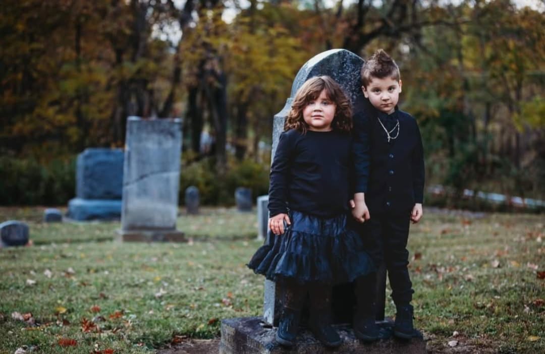 Costumed young actors in the woods during a Haunted Hayride season